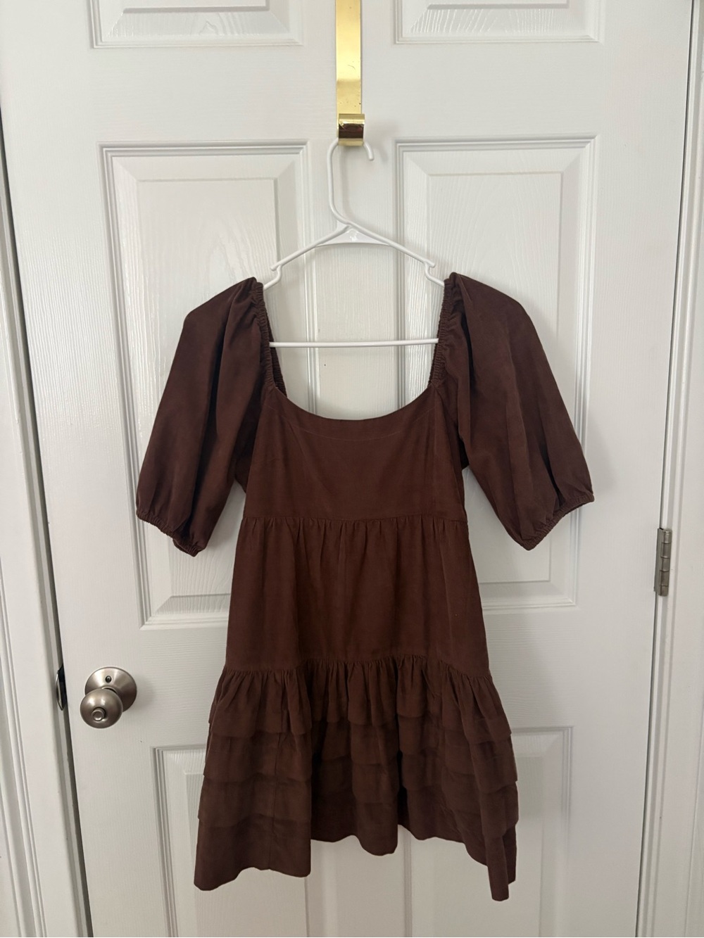 American Eagle Outfitters Brown Puff Sleeve Tiered Dress NWOT Never Worn